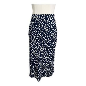 Potters Pot Womens Skirt Navy Blue White Midi Small Preppy career